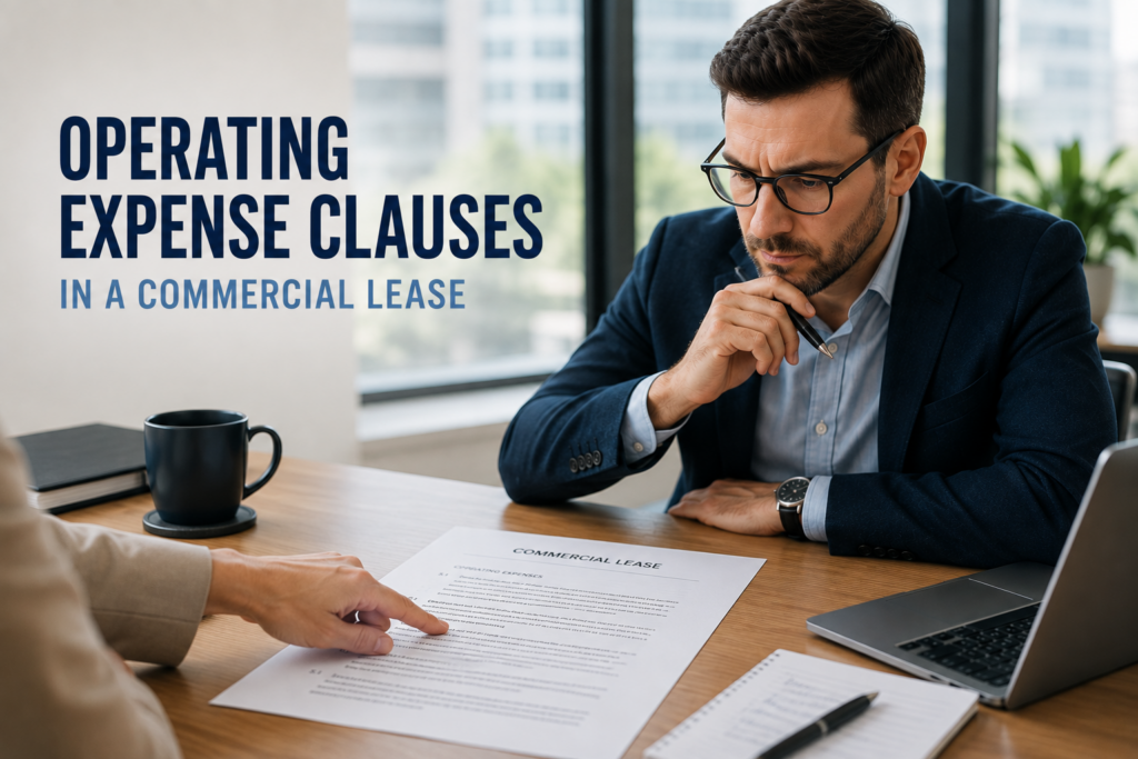 Commercial tenant reviewing operating expense clauses in a commercial lease