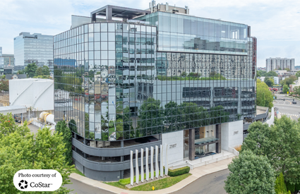 Exterior view of 2187 Atlantic Street commercial property, offering premium office space for lease in Stamford, CT.