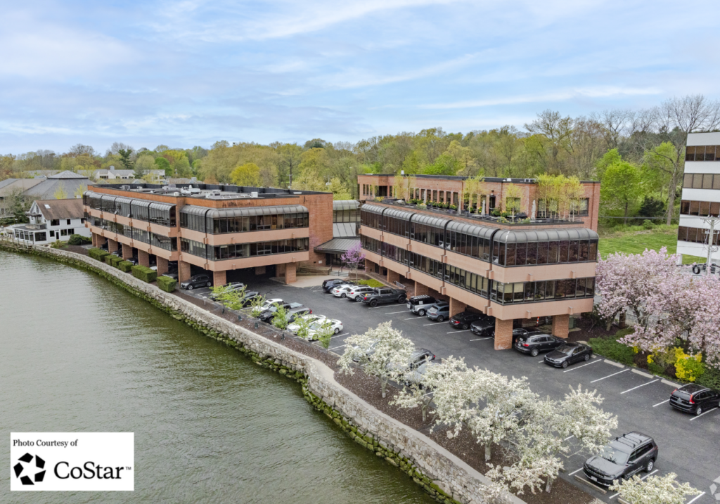 Aerial view of Westport CT office space at 285 Riverside Avenue office building in Westport Connecticut