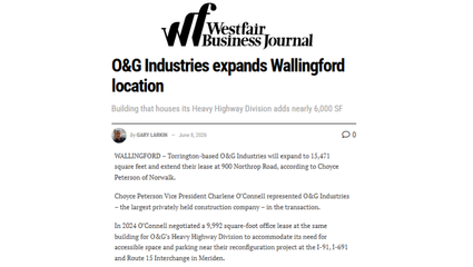 Choyce Peterson Vice President Charlene O’Connell represented O&G Industries in their latest lease expansion.