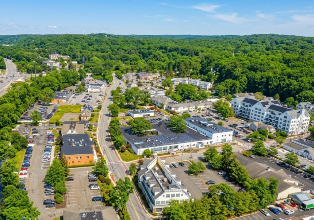 Aerial photo of Wilton Center, which will no doubt feel the effects of the Wilton CT housing boom.