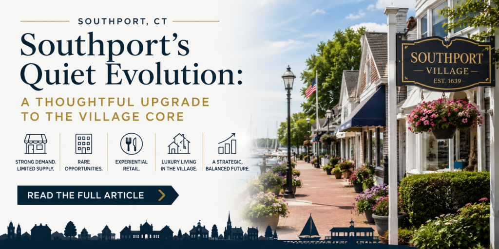 Southport CT commercial real estate in Southport Village featuring redevelopment and mixed-use investment opportunities