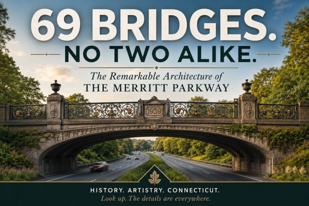 Historic Merritt Parkway bridges showcase unique architecture throughout Fairfield County Connecticut